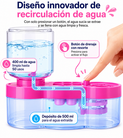 limpia pinceles con deposito de agua y descarga