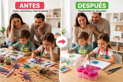 limpia pinceles con deposito de agua y descarga