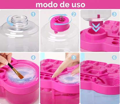 limpia pinceles con deposito de agua y descarga